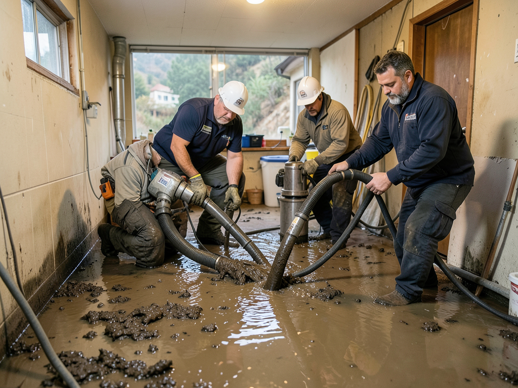 Professional cleanup after mud and water intrusion